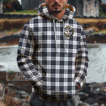 MacRae Dress Modern Tartan Cotton Hoodie with Family Crest