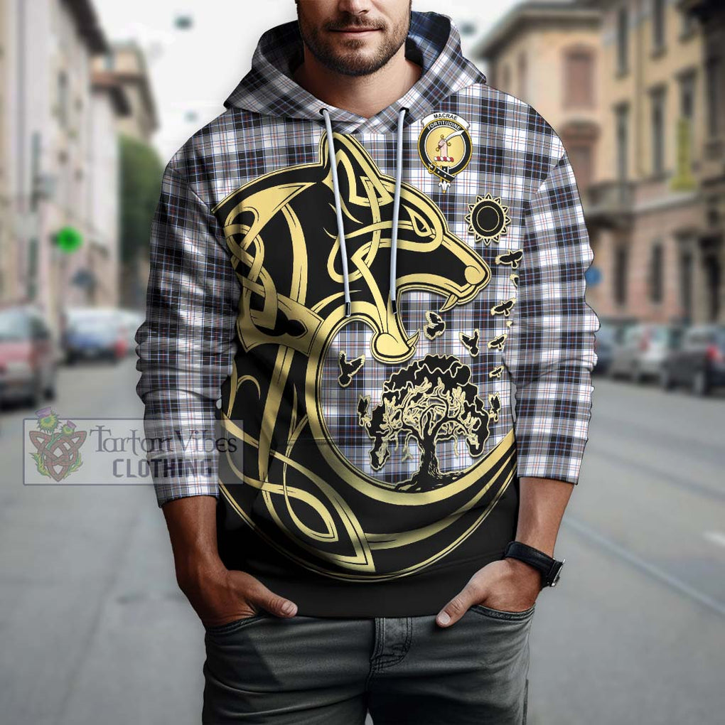 MacRae Dress Modern Tartan Hoodie with Family Crest Celtic Wolf Style Zip Hoodie - Tartan Vibes Clothing