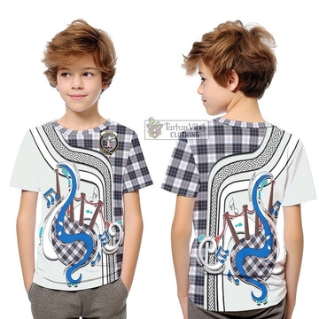 MacRae Dress Modern Tartan Kid T-Shirt with Epic Bagpipe Style