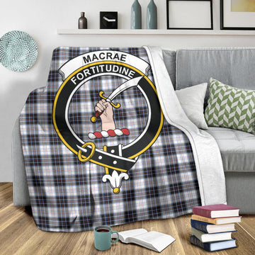 MacRae Dress Modern Tartan Blanket with Family Crest