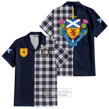 MacRae Dress Modern Tartan Short Sleeve Button Shirt Alba with Scottish Lion Royal Arm Half Style