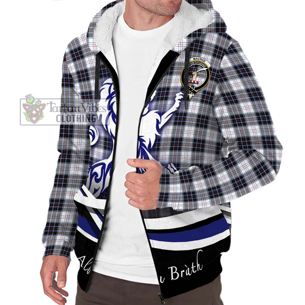 MacRae Dress Modern Tartan Sherpa Hoodie with Alba Gu Brath Regal Lion Emblem Unisex S - Tartanvibesclothing Shop