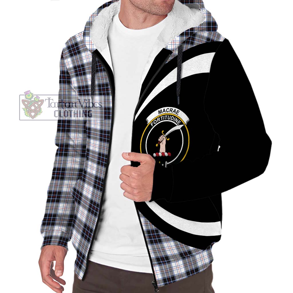 MacRae Dress Modern Tartan Sherpa Hoodie with Family Crest Circle Style Unisex S - Tartan Vibes Clothing