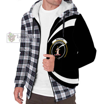 MacRae Dress Modern Tartan Sherpa Hoodie with Family Crest Circle Style