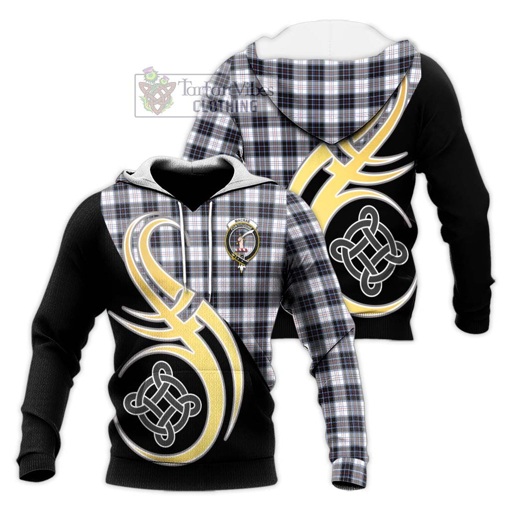 MacRae Dress Modern Tartan Knitted Hoodie with Family Crest and Celtic Symbol Style Unisex Knitted Pullover Hoodie - Tartan Vibes Clothing