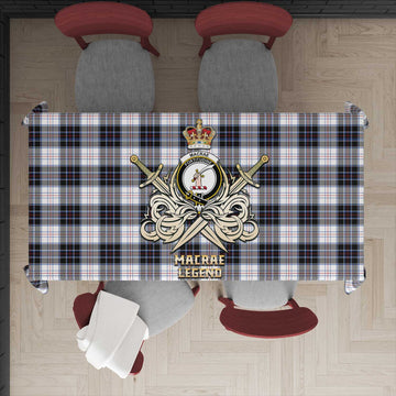 MacRae Dress Modern Tartan Tablecloth with Clan Crest and the Golden Sword of Courageous Legacy