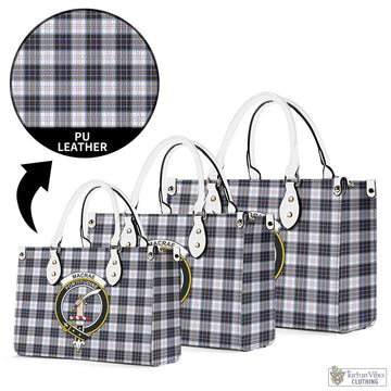 MacRae Dress Modern Tartan Luxury Leather Handbags with Family Crest