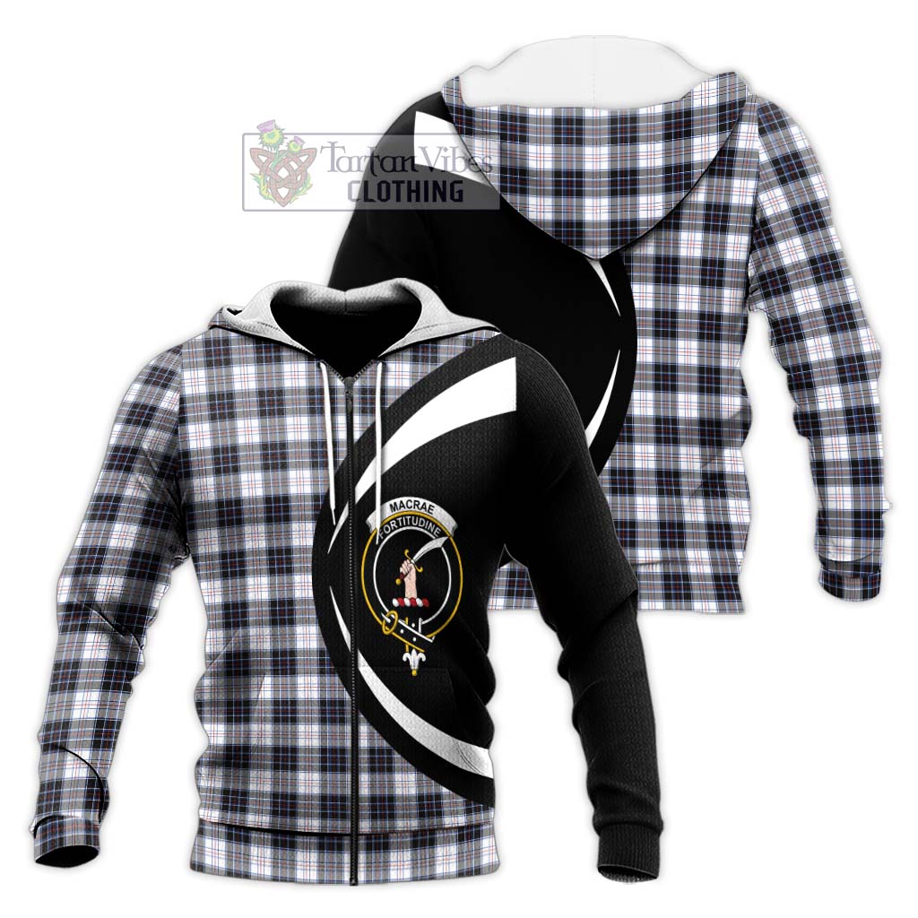 MacRae Dress Modern Tartan Knitted Hoodie with Family Crest Circle Style Unisex Knitted Zip Hoodie - Tartan Vibes Clothing