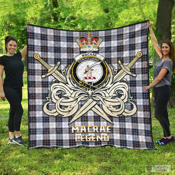 MacRae Dress Modern Tartan Quilt with Clan Crest and the Golden Sword of Courageous Legacy