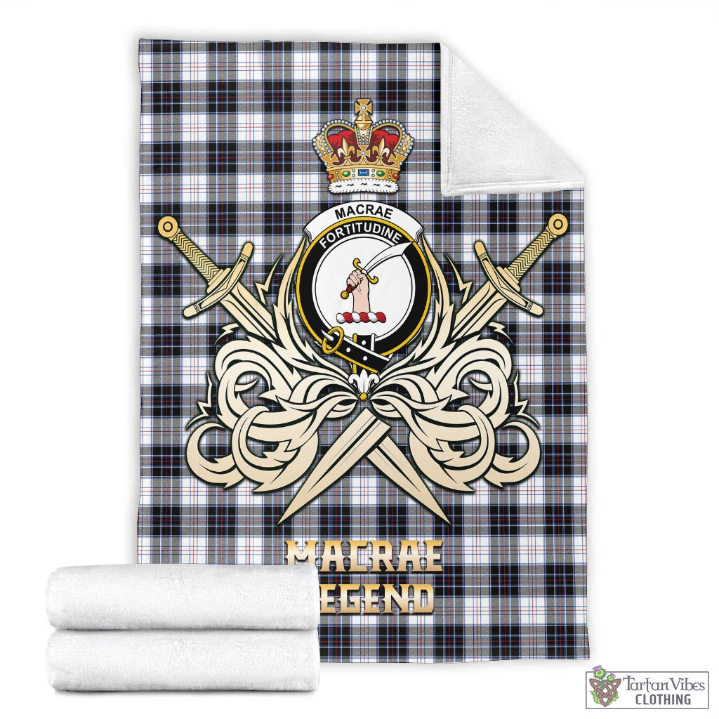 Tartan Vibes Clothing MacRae Dress Modern Tartan Blanket with Clan Crest and the Golden Sword of Courageous Legacy