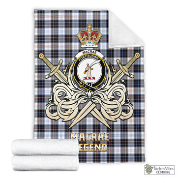 MacRae Dress Modern Tartan Blanket with Clan Crest and the Golden Sword of Courageous Legacy