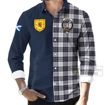 MacRae Dress Modern Tartan Long Sleeve Button Shirt Alba with Scottish Lion Royal Arm Half Style