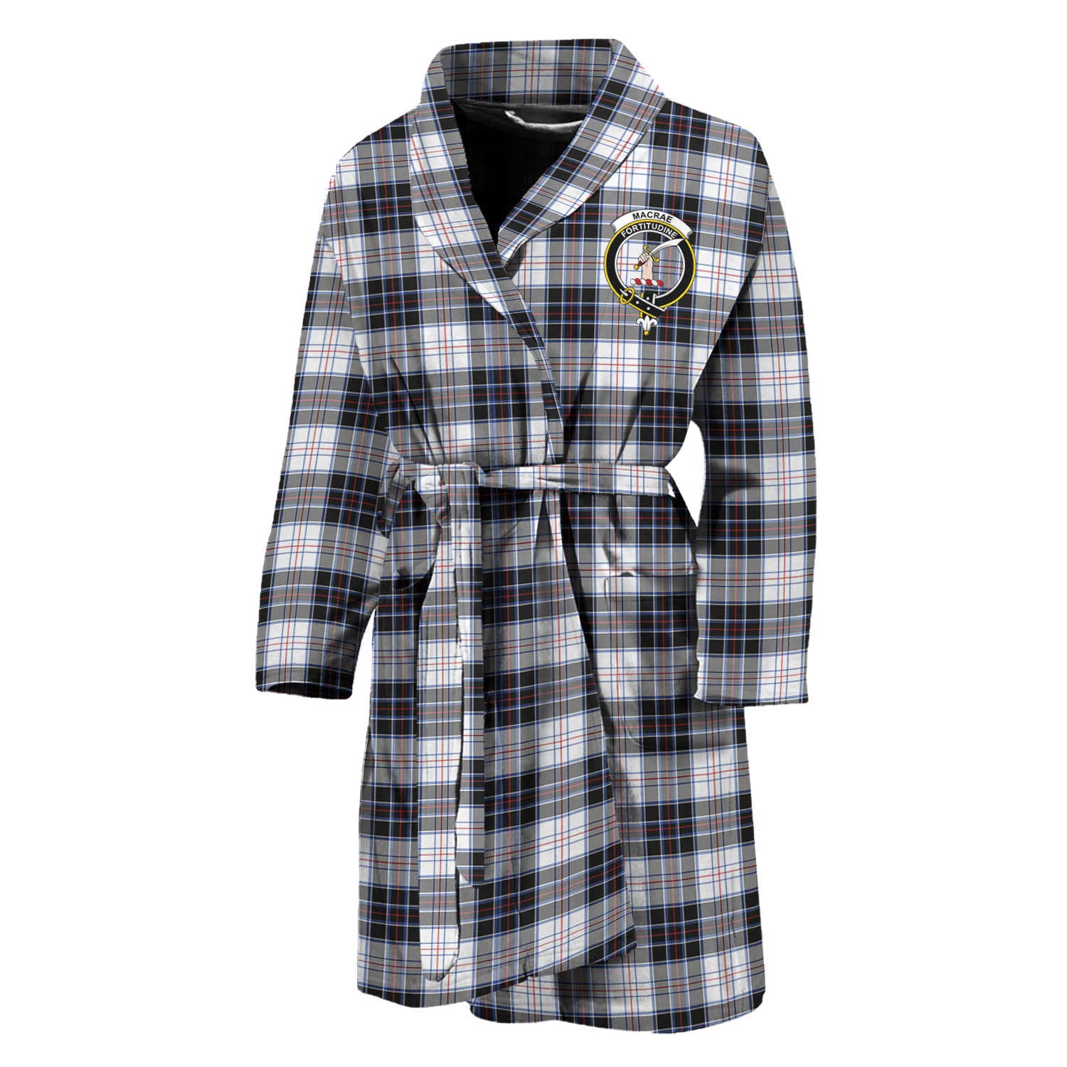 MacRae Dress Modern Tartan Bathrobe with Family Crest Unisex M - Tartan Vibes Clothing