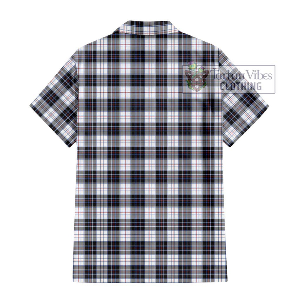 MacRae Dress Modern Tartan Short Sleeve Button Shirt with Family Crest DNA In Me Style - Tartanvibesclothing Shop