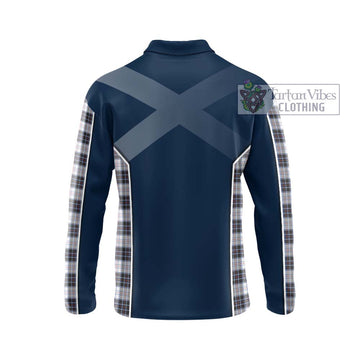 MacRae Dress Modern Tartan Long Sleeve Polo Shirt with Family Crest and Lion Rampant Vibes Sport Style