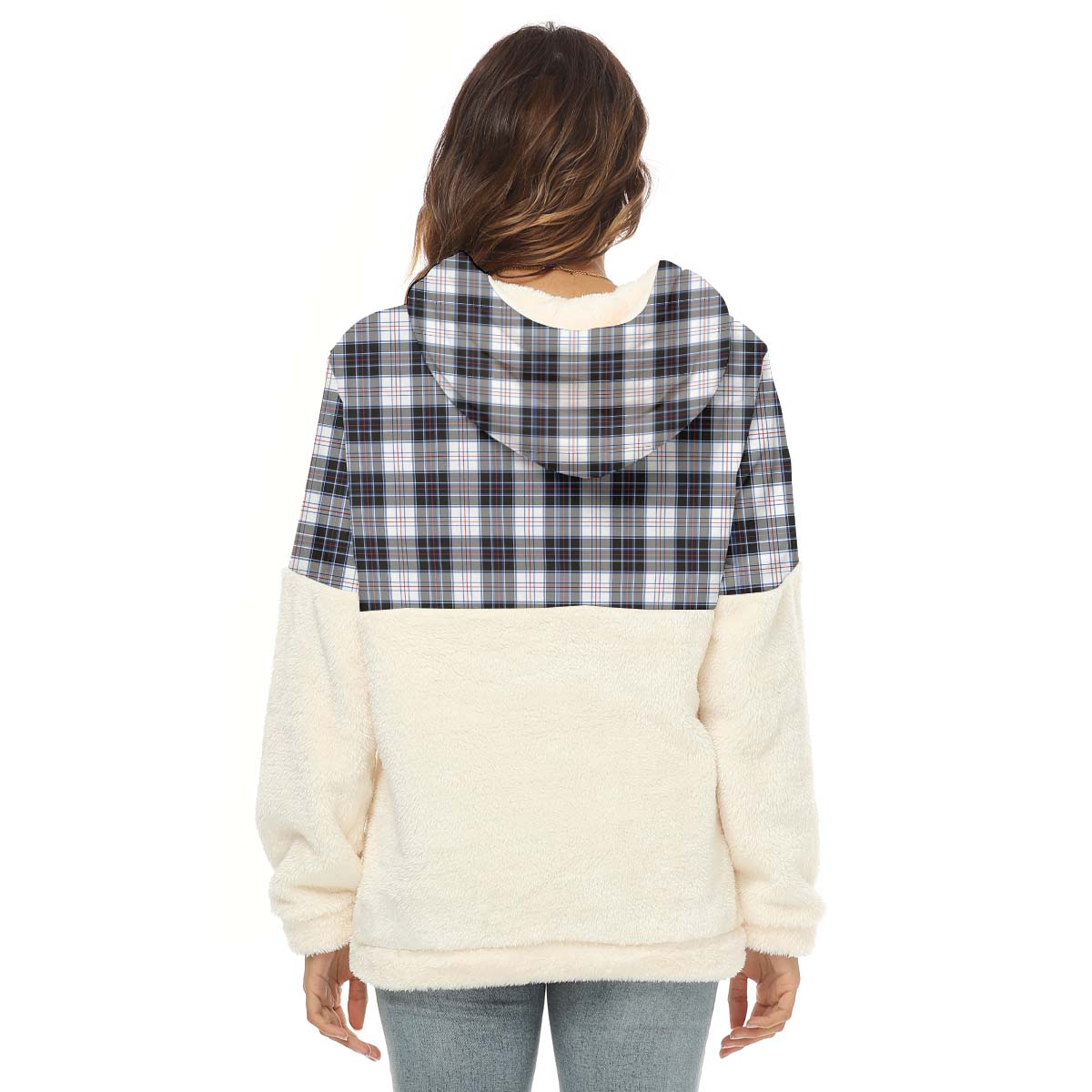 MacRae Dress Modern Tartan Women's Borg Fleece Hoodie With Half Zip - Tartan Vibes Clothing