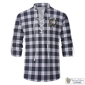 MacRae Dress Modern Tartan Men's Scottish Traditional Jacobite Ghillie Kilt Shirt with Family Crest