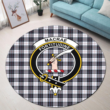 MacRae Dress Modern Tartan Round Rug with Family Crest