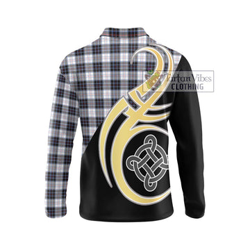 MacRae Dress Modern Tartan Long Sleeve Polo Shirt with Family Crest and Celtic Symbol Style