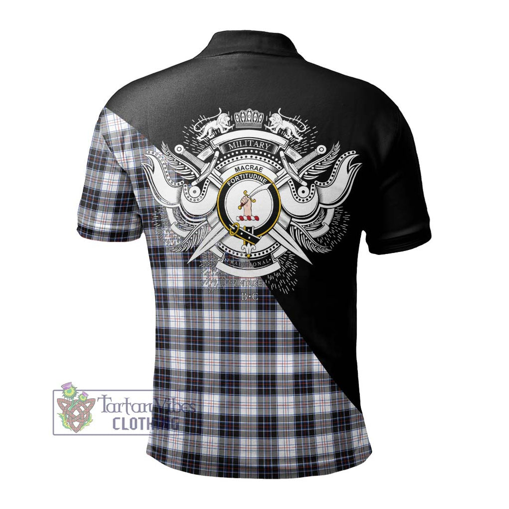 MacRae Dress Modern Tartan Polo Shirt with Family Crest and Military Logo Style - Tartanvibesclothing Shop