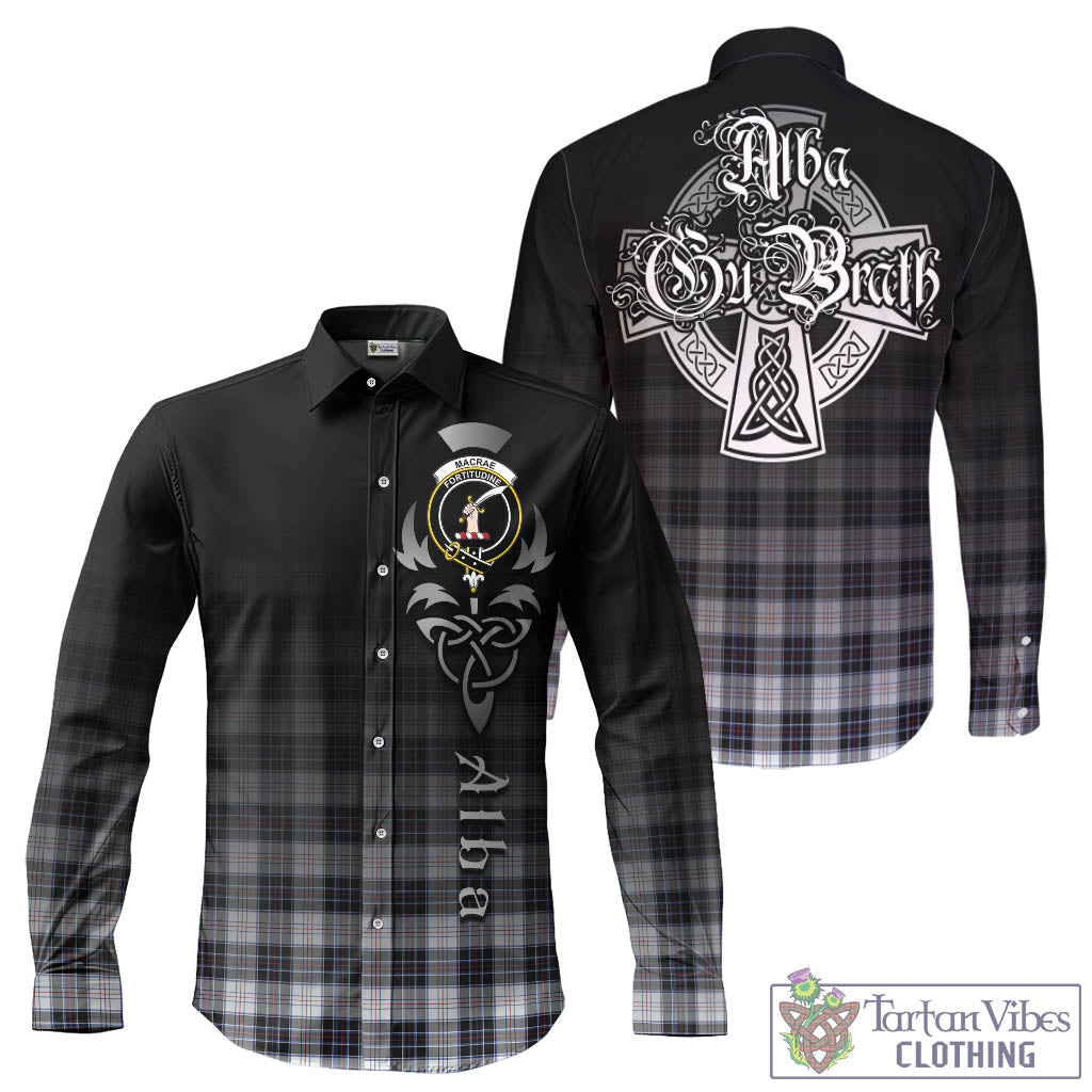 Tartan Vibes Clothing MacRae Dress Modern Tartan Long Sleeve Button Up Featuring Alba Gu Brath Family Crest Celtic Inspired