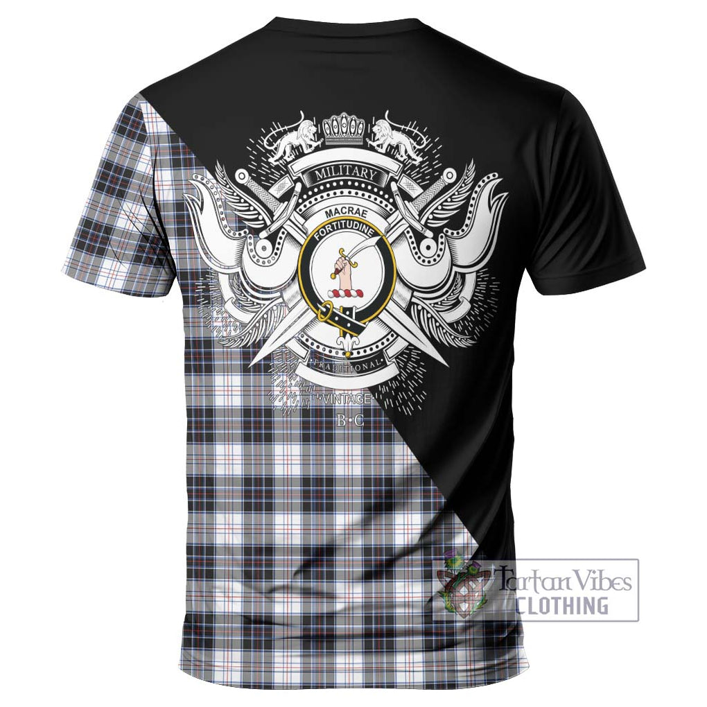 MacRae Dress Modern Tartan T-Shirt with Family Crest and Military Logo Style - Tartanvibesclothing Shop