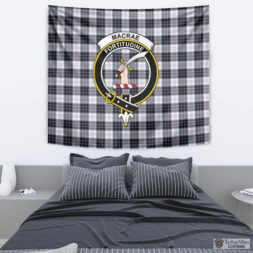 MacRae Dress Modern Tartan Tapestry Wall Hanging and Home Decor for Room with Family Crest