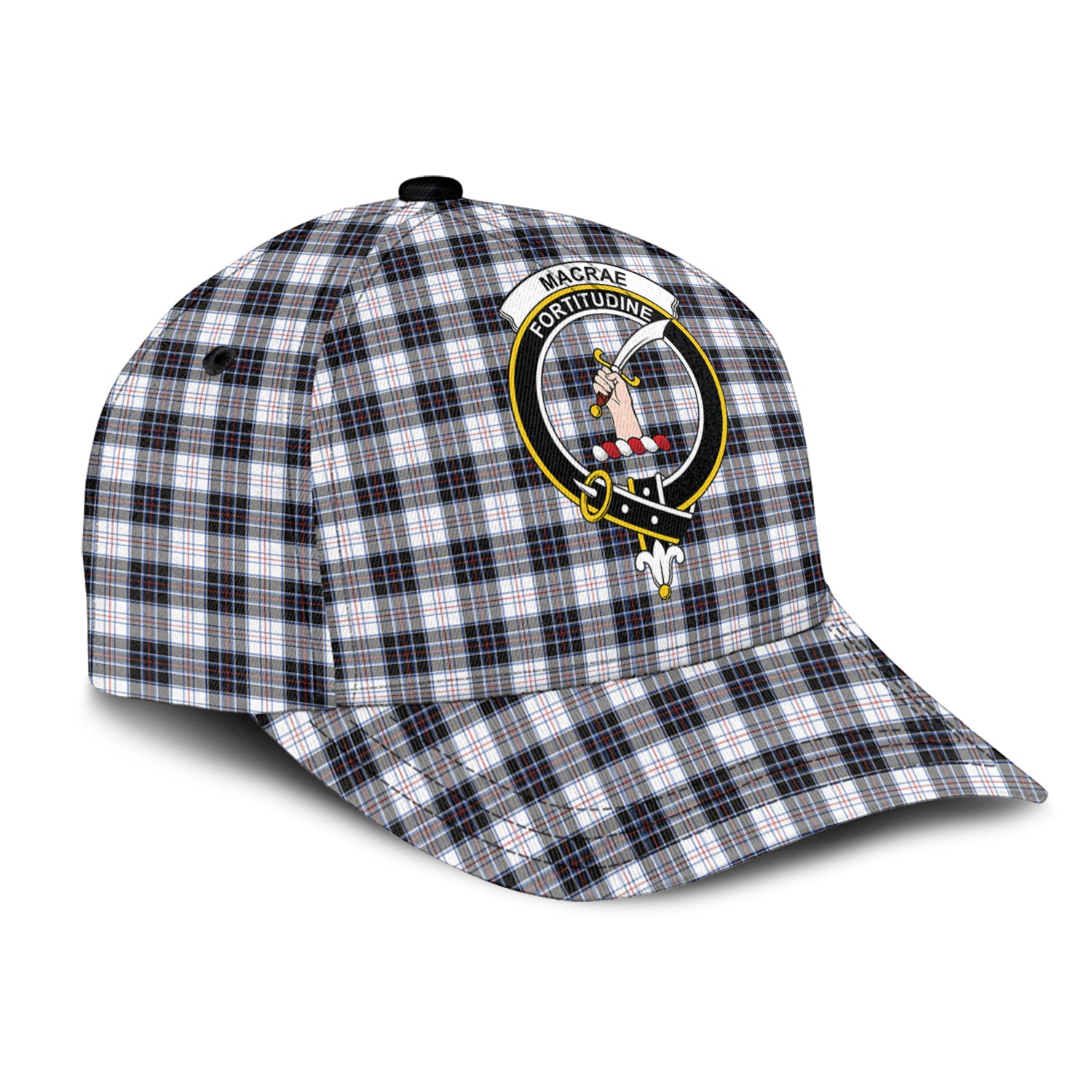 MacRae Dress Modern Tartan Classic Cap with Family Crest - Tartan Vibes Clothing