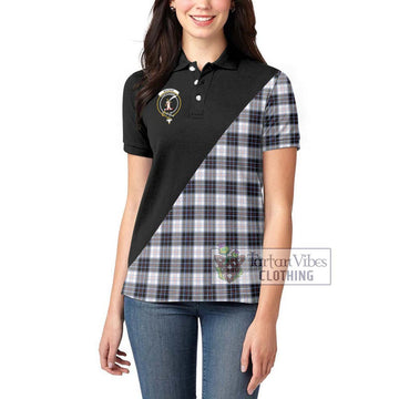 MacRae Dress Modern Tartan Women's Polo Shirt with Family Crest and Military Logo Style