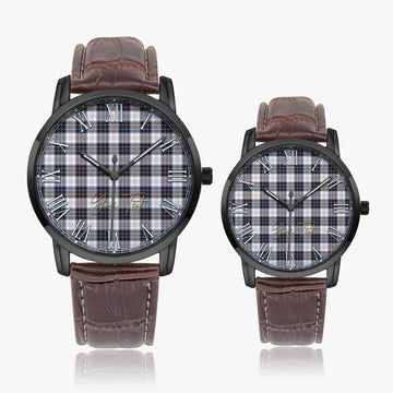 MacRae Dress Modern Tartan Personalized Your Text Leather Trap Quartz Watch