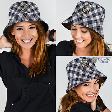 MacRae Dress Modern Tartan Bucket Hat with Family Crest