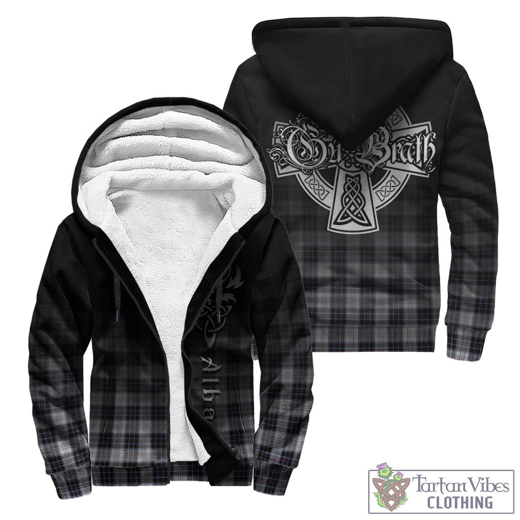 Tartan Vibes Clothing MacRae Dress Modern Tartan Sherpa Hoodie Featuring Alba Gu Brath Family Crest Celtic Inspired