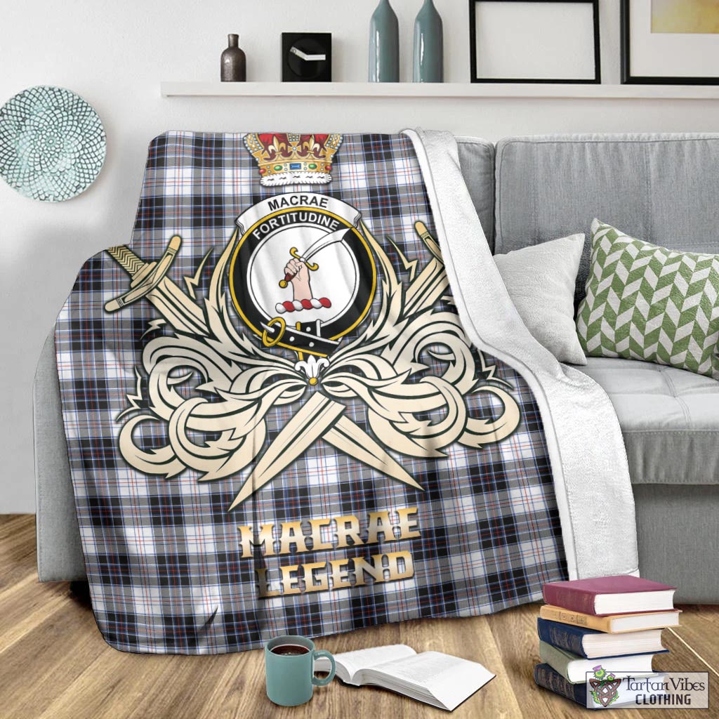 Tartan Vibes Clothing MacRae Dress Modern Tartan Blanket with Clan Crest and the Golden Sword of Courageous Legacy