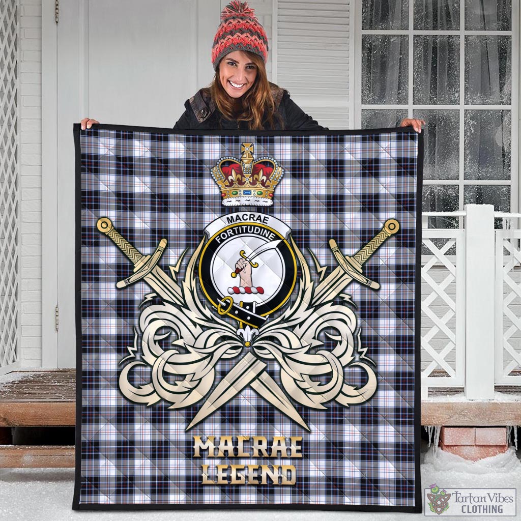 Tartan Vibes Clothing MacRae Dress Modern Tartan Quilt with Clan Crest and the Golden Sword of Courageous Legacy