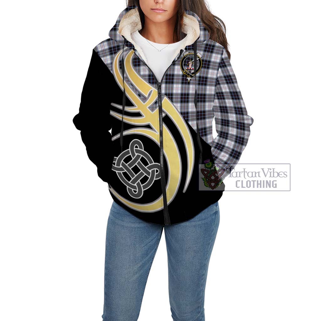 MacRae Dress Modern Tartan Sherpa Hoodie with Family Crest and Celtic Symbol Style Unisex - Tartan Vibes Clothing