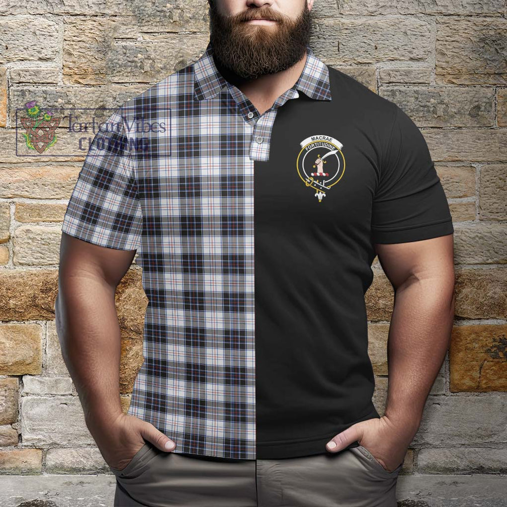 MacRae Dress Modern Tartan Polo Shirt with Family Crest and Half Of Me Style - Tartanvibesclothing Shop