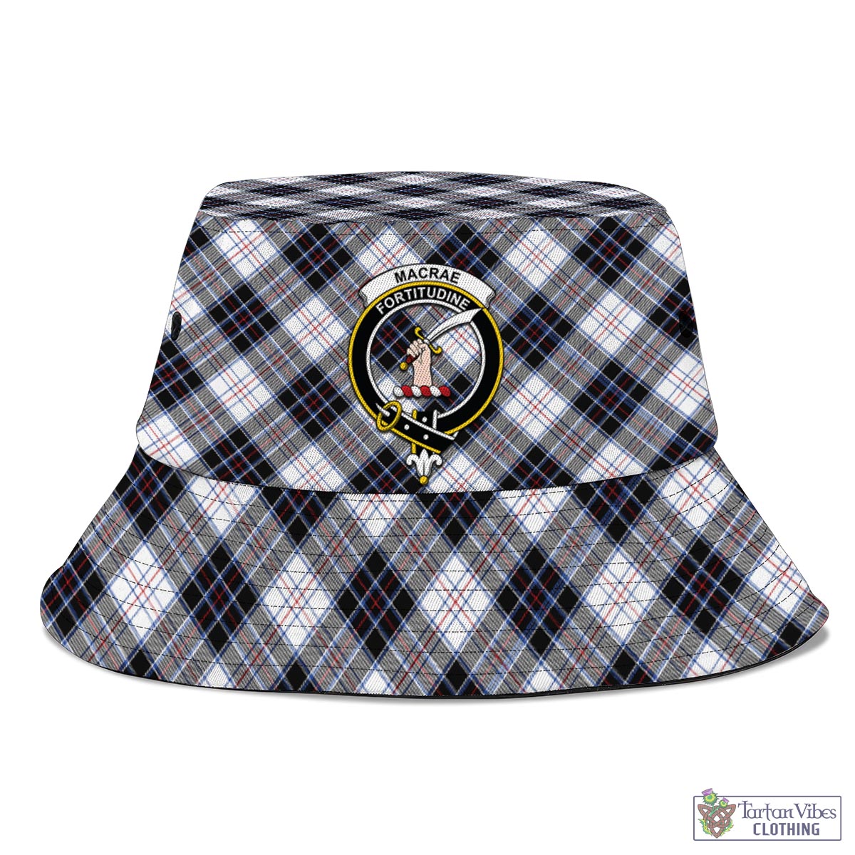 Tartan Vibes Clothing MacRae Dress Modern Tartan Bucket Hat with Family Crest