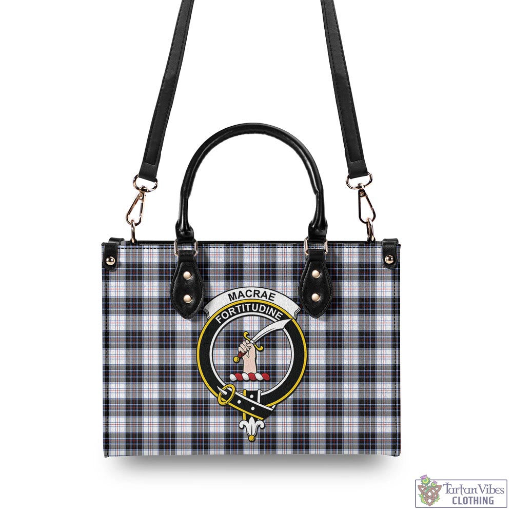 Tartan Vibes Clothing MacRae Dress Modern Tartan Luxury Leather Handbags with Family Crest