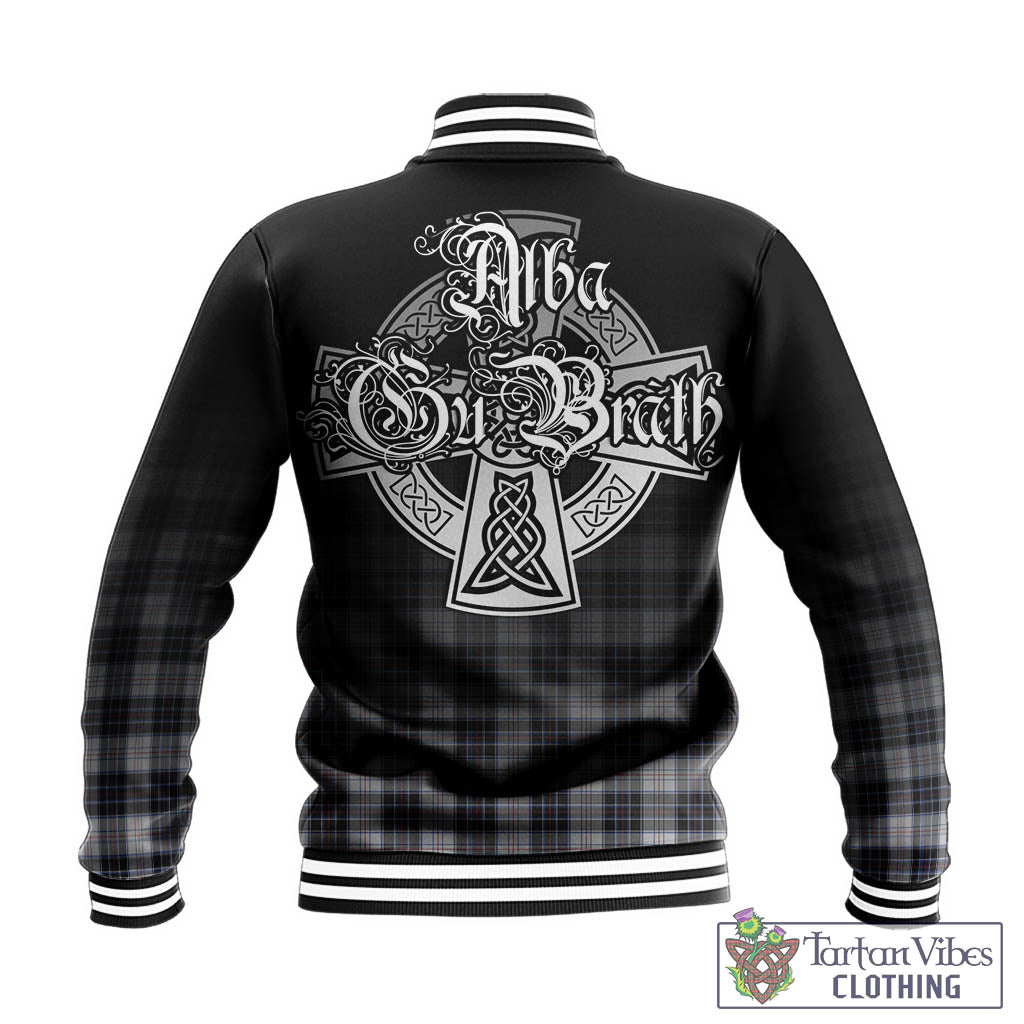 Tartan Vibes Clothing MacRae Dress Modern Tartan Baseball Jacket Featuring Alba Gu Brath Family Crest Celtic Inspired