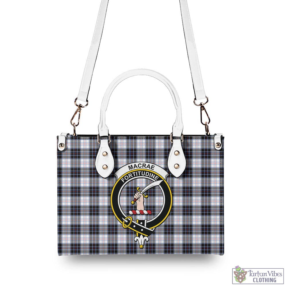 Tartan Vibes Clothing MacRae Dress Modern Tartan Luxury Leather Handbags with Family Crest