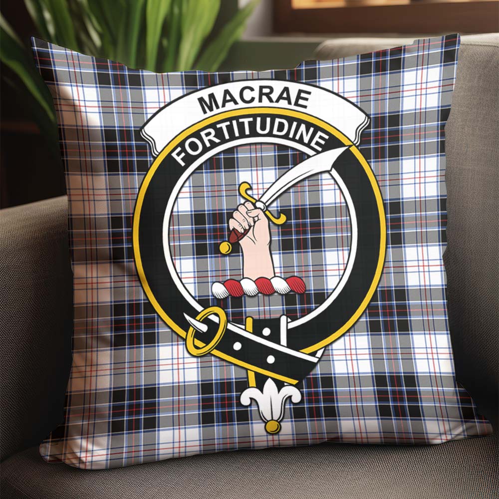 MacRae Dress Modern Tartan Pillow Cover with Family Crest - Tartanvibesclothing