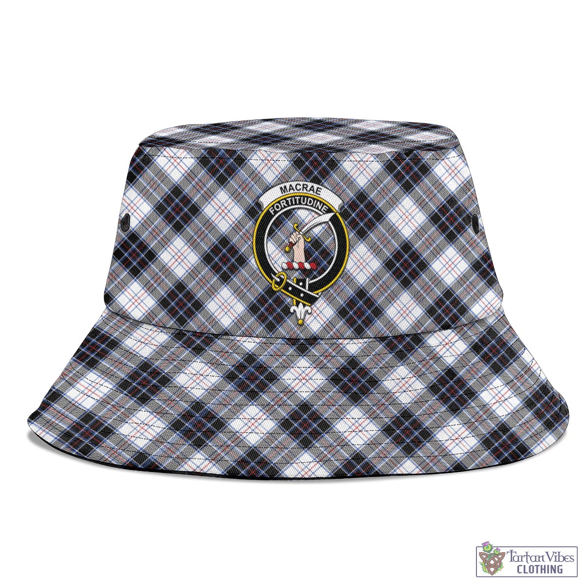 Tartan Vibes Clothing MacRae Dress Modern Tartan Bucket Hat with Family Crest