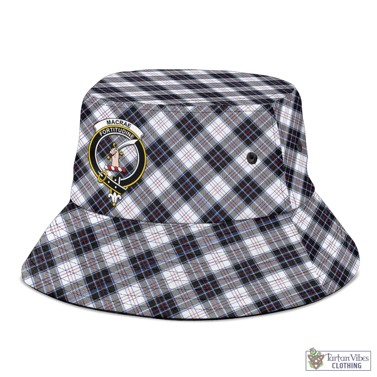 Tartan Vibes Clothing MacRae Dress Modern Tartan Bucket Hat with Family Crest