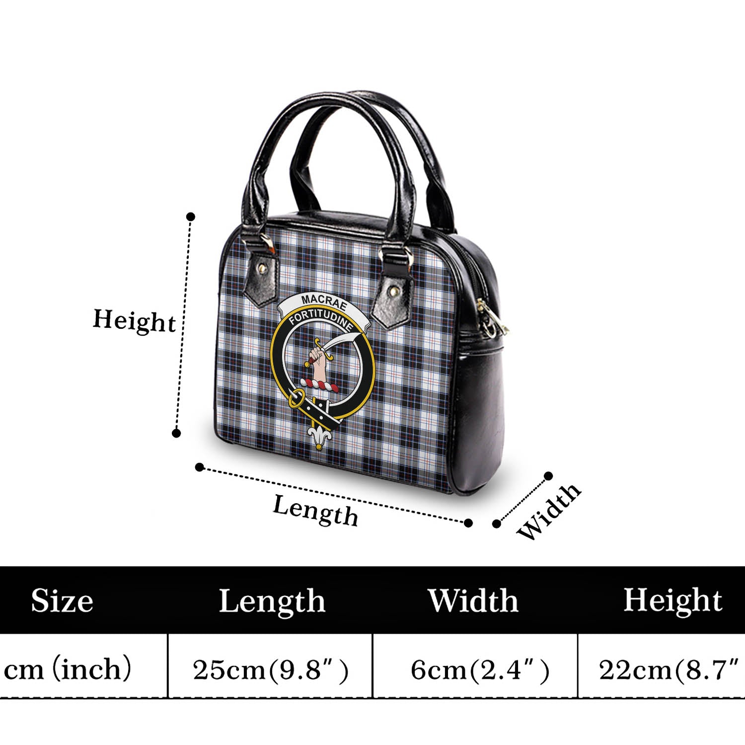 MacRae Dress Modern Tartan Shoulder Handbags with Family Crest - Tartanvibesclothing