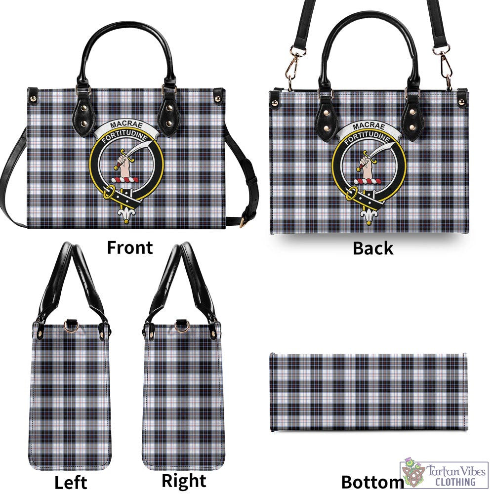 Tartan Vibes Clothing MacRae Dress Modern Tartan Luxury Leather Handbags with Family Crest