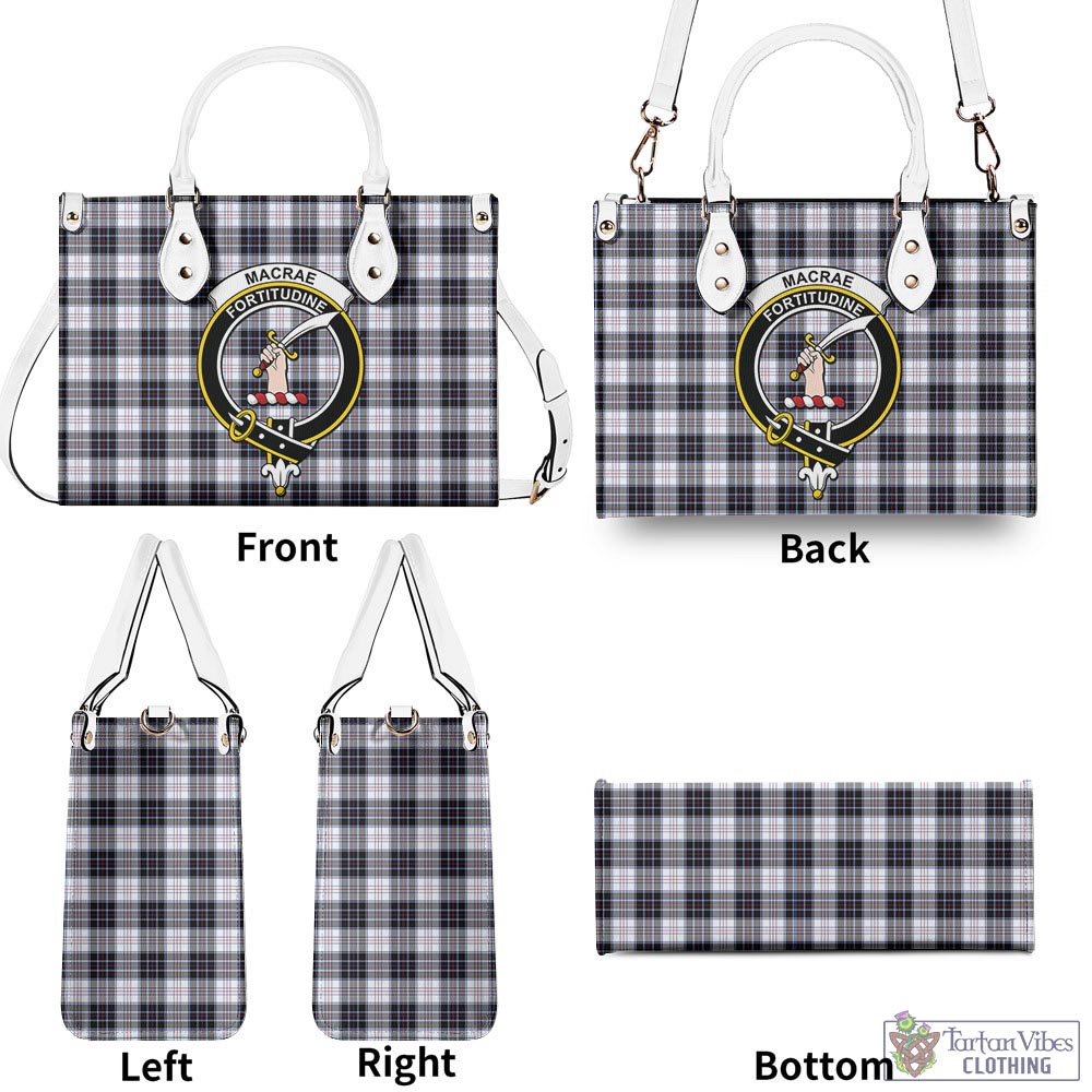 Tartan Vibes Clothing MacRae Dress Modern Tartan Luxury Leather Handbags with Family Crest