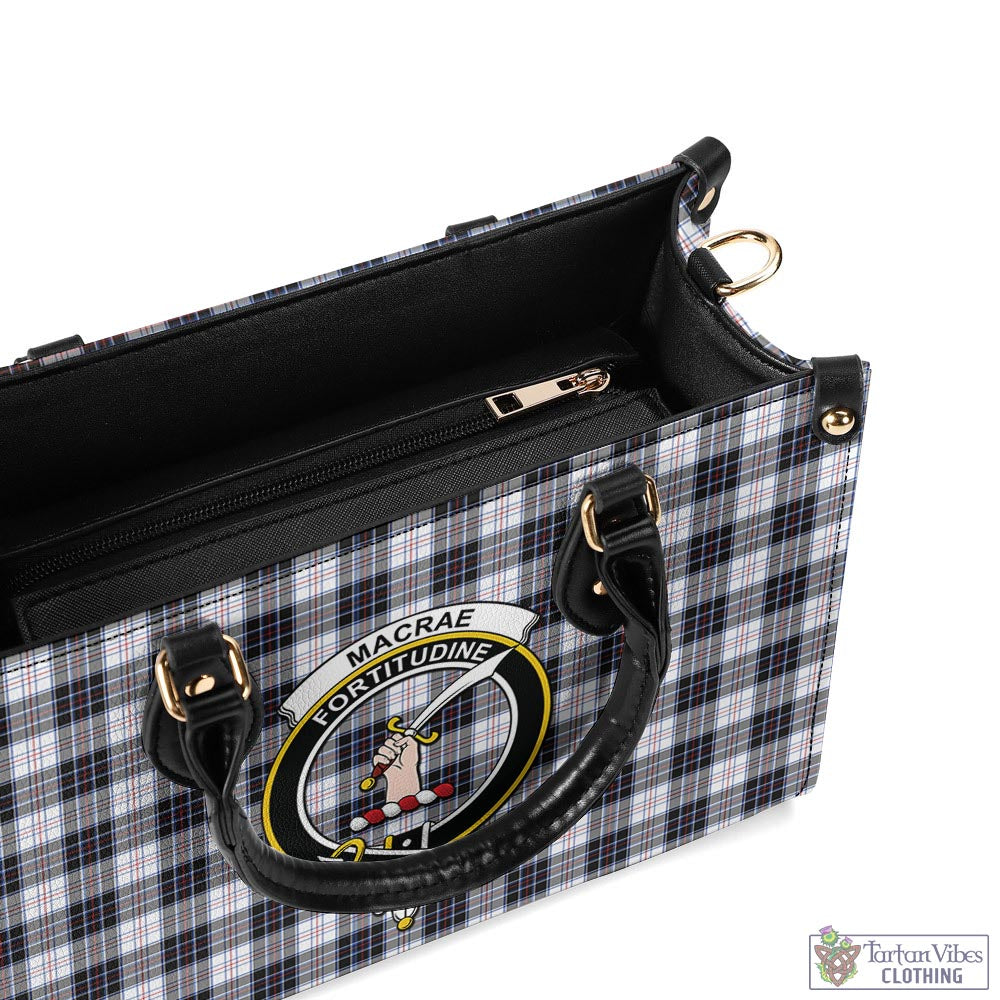 Tartan Vibes Clothing MacRae Dress Modern Tartan Luxury Leather Handbags with Family Crest