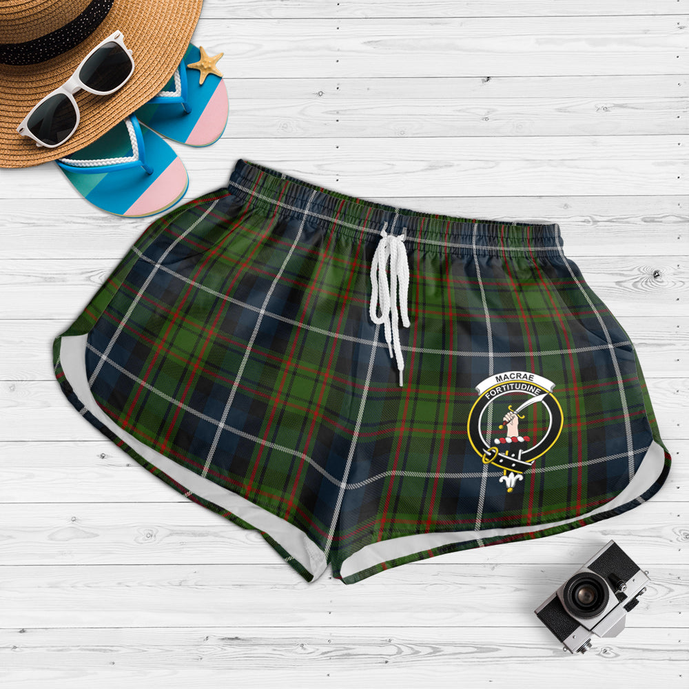 macrae-hunting-tartan-womens-shorts-with-family-crest