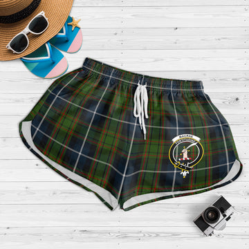 MacRae Hunting Tartan Womens Shorts with Family Crest