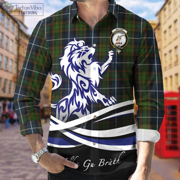 MacRae Hunting Tartan Long Sleeve Button Up Shirt with Alba Gu Brath Regal Lion Emblem